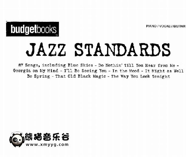 百老汇 爵士作品《Jazz Standards》PDF下载，爵士钢琴谱合集 经典打造 - 熊猫音乐谷-熊猫音乐谷